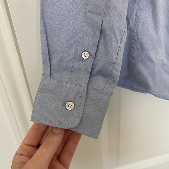 Coach 1941 Blue Button-Up Cotton Shirt – White Collar, Tailored Women’s Size 0 - Picture 4 of 8